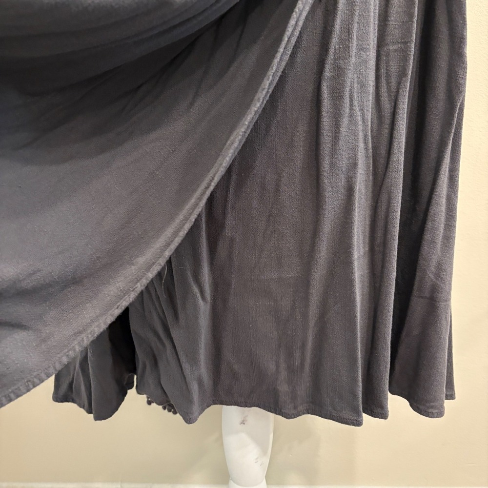 Free People Spring Love Midi Dress Carbon Gray Halter Open Back Pom Trim XS Boho - Picture 7 of 12